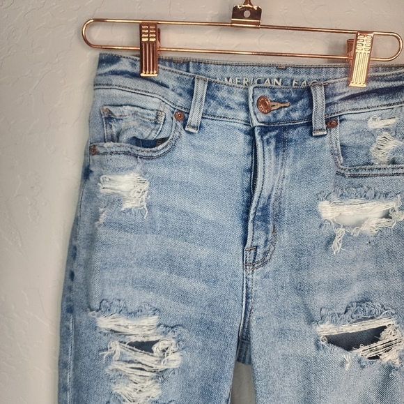 AEO American Eagle High Rise Distressed Skinny Mom Jean Size 00 - Picture 6 of 13